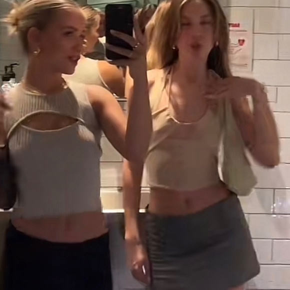 NAKEDVICE Ribbed Cut Out Beige Top - Picture 5 of 5